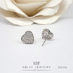 ValueJewelry ต่างหูแป้น ลายหัวใจ ฝังคริสตัลละเอียด ขนาดพอเหมาะ ER0199