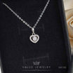 ValueJewelry สร้อยคอพร้อมจี้ เพชรกลม4มิล ล้อมคริสตัลแท้ ลายหัวใจ ขนาดเล็ก NK166