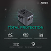 Aukey หัวแปลงปลั๊กไฟ Universal Travel Adapter พร้อมช่อง USB-C และ USB-A รุ่น PA-TA07