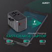 Aukey หัวแปลงปลั๊กไฟ Universal Travel Adapter พร้อมช่อง USB-C และ USB-A รุ่น PA-TA08