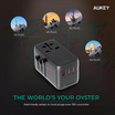 Aukey หัวแปลงปลั๊กไฟ Universal Travel Adapter พร้อมช่อง USB-C และ USB-A รุ่น PA-TA09