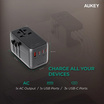 Aukey หัวแปลงปลั๊กไฟ Universal Travel Adapter พร้อมช่อง USB-C และ USB-A รุ่น PA-TA09