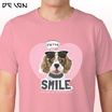 DELON เสื้อคอกลม ผ้าคอตตอน-โพลีเอสเตอร์ รุ่น AT53171 ลายน้องหมา SMILE (UNISEX)