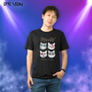 DELON เสื้อยืดคอกลมน้อมแมว ผ้าคอตตอน-โพลีเอสเตอร์ AT53172 (UNISEX)