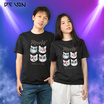 DELON เสื้อยืดคอกลมน้อมแมว ผ้าคอตตอน-โพลีเอสเตอร์ AT53172 (UNISEX)