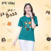 DELON เสื้อยืดคอกลม ผ้า cotton spandex รุ่น AT53177 สกรีนลาย "My Boss" (UNISEX)