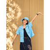 Fashion เสื้อครอป+หมวก ฟ้า สวมใส่สบาย ไม่ร้อน