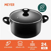 MEYER หม้ออลูมิเนียมเคลือบผิวลื่น 2 หู สีดำพร้อมฝาแก้ว 24 ซม.5.7 L(18887-C)