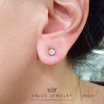 Value Jewelry ต่างหูแป้น ชุดเม็ดเดี่ยว คริสตัลกลม สีเงิน ขนาด 3 4 และ5มิล