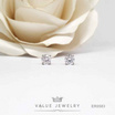 Value Jewelry ต่างหูแป้น ชุดเม็ดเดี่ยว คริสตัลกลม สีเงิน ขนาด 3 4 และ5มิล