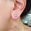 Value Jewelry ต่างหูแป้น ชุดเม็ดเดี่ยว คริสตัลกลม สีเงิน ขนาด 3 4 และ5มิล