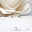 Value Jewelry ต่างหูแป้น ชุดเม็ดเดี่ยว คริสตัลกลม สีทอง ขนาด 3 4 และ5มิล