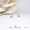 Value Jewelry ต่างหูแป้น ชุดเม็ดเดี่ยว คริสตัลเหลี่ยม สีเงิน ขนาด 3 4 และ5มิล