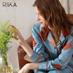 RIKA ชุดนอนเสื้อพร้อมกางเกงขายาว ผ้า Satin รุ่น AA3039