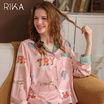 RIKA ชุดนอนเสื้อพร้อมกางเกงขายาว ผ้า Satin รุ่น AA3040