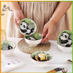 Tintin shop ชุดถ้วยเซรามิค 2 ใบพร้อมตะเกียบ สีเขียว Panda