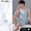 Delon เช็ตชุดลำลอง เนื้อผ้า Cotton เสื้อกล้ามพร้อมกางเกงขาสั้นแบบมีกระเป๋าข้าง รุ่น AA7012