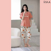 RIKA เซ็ตชุดนอน เสื้อลำลองพร้อมกางเกงขา4ส่วน รุ่น AA3062 สีโอรส