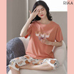 RIKA เซ็ตชุดนอน เสื้อลำลองพร้อมกางเกงขา4ส่วน รุ่น AA3062 สีโอรส