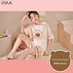 RIKA เซ็ตชุดนอน เสื้อลำลองพร้อมกางเกงขาสั้น รุ่น AA3061 สีครีม