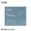 Ceflar หม้อหุงข้าวไฟฟ้า 1.8 ลิตร รุ่น CR-185