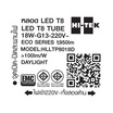 HI-TEK หลอด LED อีโค่ T8 แบบเข้าไฟ2ด้าน 18W แสงขาว (แพ็ก 4 ชิ้น)