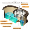 ALLSKING ชุดถังปั่น Spin Mop ทรงกลมพร้อมผ้า 1 ผืน สีน้ำตาล