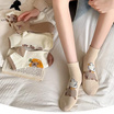 Fashion sock ถุงเท้า ลายหมูโทนน้ำตาล NO.B85 (5ลาย/10คู่)