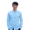 THE ROOM'S เสื้อเชิ้ตแขนยาวคอจีน ผ้าอ็อกฟอร์ด สีฟ้า