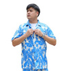 THE ROOM'S เสื้อฮาวาย ลายมัลดีฟส์ สีฟ้า