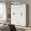 WellPlus ตู้เสื้อผ้าบานเปิด 4 บานพร้อมลิ้นชัก