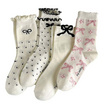 CC SOCK ถุงเท้าข้อยาวลายโบว์–จุด LBD (แพ็ก 5 คู่)