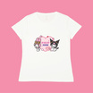 M2S Lifestyle เสื้อยืด ลายลิขสิทธิ์ My Melody x Kuromi สีขาว ลายหัวใจ 1