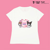 M2S Lifestyle เสื้อยืด ลายลิขสิทธิ์ My Melody and Kuromi สีขาว ลายหัวใจ 1
