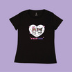 M2S Lifestyle เสื้อยืด ลายลิขสิทธิ์ My Melody x Kuromi สีดำ ลายหัวใจ 2