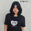 M2S Lifestyle เสื้อยืด ลายลิขสิทธิ์ My Melody and Kuromi สีดำ ลายหัวใจ 2