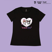 M2S Lifestyle เสื้อยืด ลายลิขสิทธิ์ My Melody and Kuromi สีดำ ลายหัวใจ 2