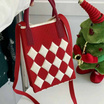 Forever25 C02 กระเป๋าทรงเหลี่ยมลายตารางหมากรุกสีแดง