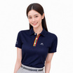 CP ALL เสื้อโปโลหญิง Upcycling สีกรม แถบสี