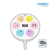 VEXXO ปลั๊กไฟวงกลม 1 สวิตช์ 5 ช่อง 1 USB 1 Type-C สาย 3 เมตร