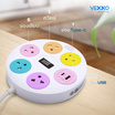 VEXXO ปลั๊กไฟวงกลม 1 สวิตช์ 5 ช่อง 1 USB 1 Type-C สาย 3 เมตร