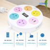 VEXXO ปลั๊กไฟวงกลม 1 สวิตช์ 5 ช่อง 1 USB 1 Type-C สาย 3 เมตร