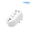 VEXXO แปลงปลั๊ก 2 ขากลม 1 ช่องเสียบ 1 USB 1 Type C