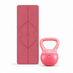 TS เสื่อโยคะลายเส้น ยางพารา PU สีชมพูเข้ม + Kettlebell PVC แบบนุ่ม 2 kg ชมพู