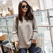 Forever25-B722-เสื้อยืดคอกลมแขนยาวสีเทา
