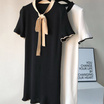 Forever25-B728-เสื้อผ้าเดรสไหมพรหมทรงตรง
