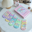 Kitaku Little twin stars ถุงเท้าลิขสิทธิ์แท้ กล่องหนังสือ Set Box 1 กล่อง มี 5 คู่