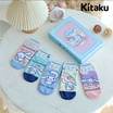 Kitaku Chinnamoroll ถุงเท้าลิขสิทธิ์แท้ กล่องหนังสือ Set Box 1 กล่อง มี 5 คู่