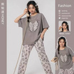 Bra Studio ชุดนอนขายาวลายโบว์เทา