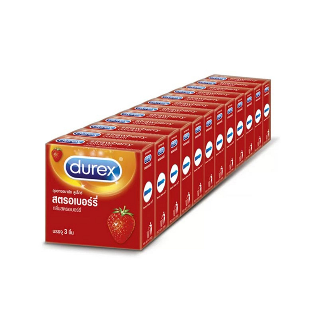Durex ถุงยางอนามัย สตรอเบอร์รี่ 1 แพ็ก (12 กล่อง) | Allonline